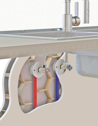 Fixoplac coudé PER Glissement pour lavabo/sous-évier Ø16-M3/8''(12/17) plaque alvéolaire